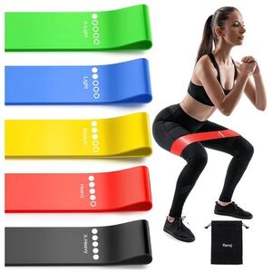 Resistance Loop Bands Set - Multicolor Workout Bands5 bands with carry case
